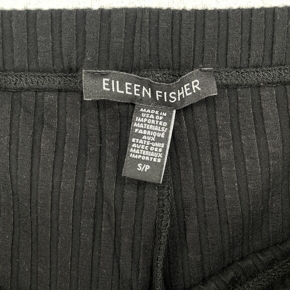 EILEEN FISHER Pants S Small Tencel Blend Stretch Ribbed Pull On Black USA - Picture 9 of 15